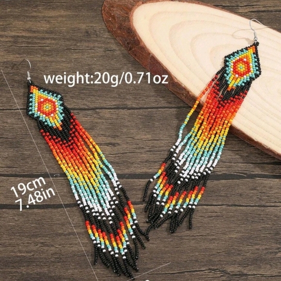 Native American Themed Beaded Earrings - Picture 5 of 5